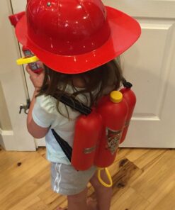 Prextex Fireman Backpack Water Guns for Kids w/Fire Hat | Water Toys Big Water Gun | Super Fast Squirt Water Blaster| All Ages Kids & Adults | Play Range Water Gun for Pool Party Favors Includes fireman hat 46 71Pmp2 cOiL 2