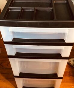 IRIS USA, Inc 116827 Mini Chests,4-Drawer,12-1/16-Inch x14-1/4-Inch x26-7/16-Inch ,Clear/Black 32 71PpPu1nJbL