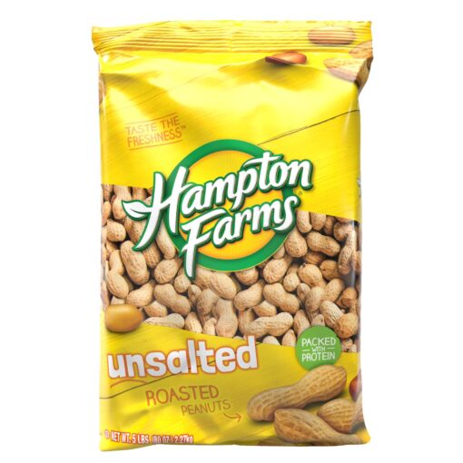 Hampton Farms - USA Grown All-Natural - Fancy Roasted In-Shell Unsalted Peanuts - 5 lb. Bag Basic pack