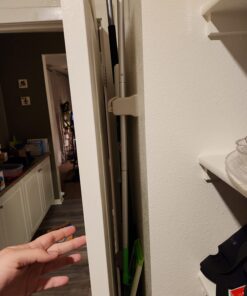 HOME IT Mop And Broom Holder - Garage Storage Systems with 5 Slots, 6 Hooks, 7.5lbs Capacity Per Slot - Garden Tool Organizer For 11 Tools - For Home, Kitchen, Closet, Laundry Room - Off-White 52 71Pr9s8m4TL