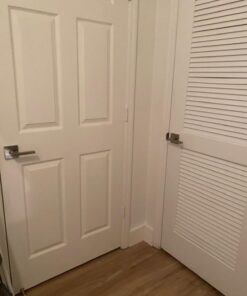 Kwikset Satin Nickel 91540-001 Halifax Door Handle Lever with Modern Contemporary Slim Square Design for Home Hallway or Closet Passage Square Rose Old Version 31 71Pse1yMrgL