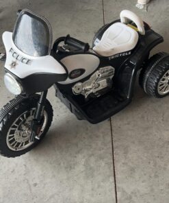 Kids Motorcycle Ride On Toy – 3-Wheel Battery Powered Motorbike for Kids 3 and Up – Police Decals, Reverse, and Headlights by Lil’ Rider (White and Black) White and Black 10 71PtAkrgXJL