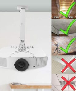 WALI Universal Projector Mount, Projector Ceiling Mount with 25.6'' Extendable Arms, Projector Mounting for Ceiling Adjustable Height Holds up to 44 lbs Projector Holder/Hanger (PM-001-W), White 25 71PtgwXCX5L