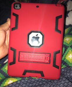 TIANLI iPad 6th Generation Cases,iPad 2018 Case,iPad 9.7 inch Case Three Layer Heavy Duty Shockproof Protective Hybrid High Impact Resistant Cover with Kickstand for iPad A1893/A1954/A1822/A1823,Red Red/Black 49 71Pu41cIk9L