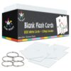 Blank Flash Cards for Studying - 2" x 3" Blank Index Notecards - 1000 Pre Hole Punched White Index Cards with Metal Binder Rings - Blank Flashcards for GMT Prep, Math, and Language 2" x 3"