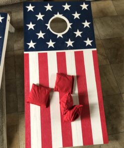 GoSports Flag Series Wood Cornhole Sets – Choose American Flag or State Flags – Includes Two Regulation Size 4 ft x 2 ft Boards, 8 Bean Bags, Carrying Case and Rules America 47 71Pw D3iS7L