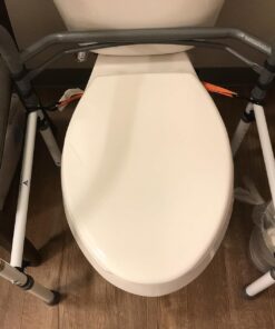 Vaunn Deluxe Folding Safety Toilet Rail, Adjustable and Foldable Toilet Safety Frame, Bathroom Handrail Assist Grab Bar Handle, Gray 40 71PwfFa2MzL