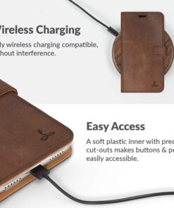 Snakehive iPhone XR Vintage Wallet || Genuine Leather Wallet Phone Case || Real Leather with Viewing Stand & 3 Card Holder || Flip Folio Cover with Card Slot (Brown) Apple iPhone XR Brown 26 71Py2w0KV7L