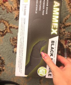 AMMEX Black Nitrile Exam Gloves, Box of 100, 3 Mil, Size Small, Latex Free, Powder Free, Textured, Disposable, Non-Sterile, Food Safe, ABNPF42100BX Small (Pack of 100) 54 71Q0bgX1aML