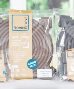 Roving Cove Edge Corner Protector Baby Proofing (Large 15ft Edge 4 Corners) - Hefty-Fit Heavy-Duty, Soft NBR Rubber Foam, Furniture Fireplace Safety Corner Edge Bumper Guard, 3M Adhesive, Coffee Brown 15 feet 29 71Q1M44Fr3L