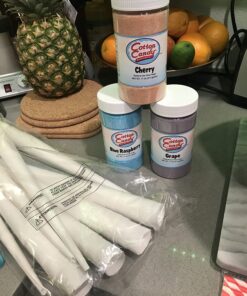 Cotton Candy Express Floss Sugar Variety Pack with 3 - 11oz Plastic Jars of Cherry, Blue Raspberry & Grape Flossing Sugars Plus 50 Paper Cotton Candy Cones Cherry, Grape, Blue Raspberry 32 71Q2WTk155L 1