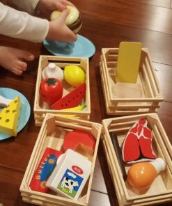 Melissa & Doug Food Groups - 21 Wooden Pieces and 4 Crates, Multi - Play Food Sets For Kids Kitchen, Pretend Food, Toy Food For Toddlers And Kids Ages 3+ 46 71Q3H9O95L