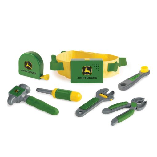 John Deere Deluxe Talking Toolbelt - 7-Piece Tool Set - Interactive Building Toys - Preschool Toys Ages 2 Years and Up - 7 Count,Green