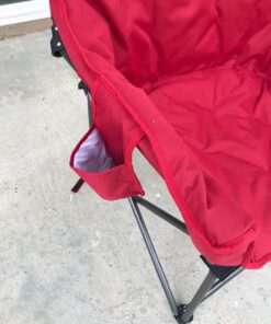 ALPHA CAMP Oversized Camping Chairs Padded Moon Round Chair Saucer Recliner with Folding Cup Holder and Carry Bag Red 42 71Q4hb6WXRL