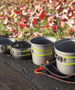 G4Free 2/4/13 PCS Camping Cookware Mess Kit Hiking Backpacking Picnic Cooking Bowl Non Stick Pot Knife Spoon Set Green 4 Pcs 33 71Q4iCTLjsS