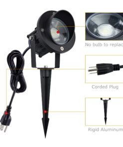 Alternative view of J.LUMI GBS9809 LED Outdoor Spotlight 9W, 120V AC, Replaces 75W Halogen, Metal Ground Stake, Daylight White, Outdoor Flag Light, Landscape Spotlight, UL-Listed Cord with Plug, Not Dimmable 1 pack