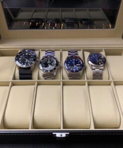 READAEER 12 Slot PU Leather Watch Box Display Case Jewelry Organizer with Glass Top 42 71Q5SqndHML