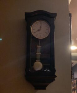 Pendulum Wall Clock Battery Operated - Hanging Grandfather Wall Clock with Pendulum - Quiet Wood Pendulum Clock - Decorative Wooden Wall Clock for Living Room Decor, Office & Home Décor Gift 23.5x9.75 Classic Dark Brown 22 71Q7w Npj3L