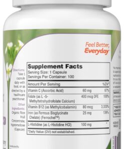 Zahler - Iron Supplement with Vitamin C - Capsule Iron Pills for Women and Men - High Absorption, Easy on Stomach, Kosher Ferrous Iron Supplements with Vitamins C, B12, Folate & More - 100 Count 100 Count (Pack of 1) 21 71Q7zs OE0L 3