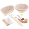 DOYOLLA Bread Proofing Baskets Set of 2, 10 inch Oval & 8.5 inch Round Dough Proofing Bowls w/Liners Perfect for Sourdough Bread Baking, Bakers Baking, Gifts for Bakers, Bread Making Kit Oval & Round 4 71Q8nSTUHpL