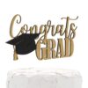 NANASUKO Graduation Party Cake Topper - Congrats GRAD - Premium quality Made in USA - double sided gold glitter with cap embellishment 12 71Q9vq8DBPL