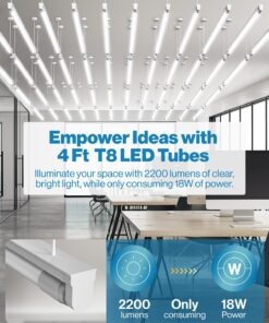 Alternative view of Sunco 10 Pack T8 LED 4FT Tube Light Bulbs Ballast Bypass Fluorescent Replacement 5000K Daylight 18W Frosted Cover Retrofit Single Ended Power (SEP) Commercial Grade - UL 10 Count (Pack of 1)