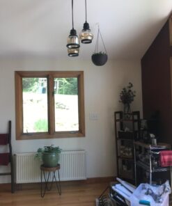 UNITARY Farmhouse Pendant Lights Kitchen Island, Kitchen Light Fixtures, Rustic Dining Room Light Fixture with 3 E26 Bulb Sockets, Black Metal and Glass Jar Chandelier, Ceiling Pendant Light Fixtures 43 71QAMwSjTSL