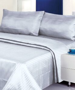 Alternative view of CrystalTowels Microfiber Bed Sheets Set - 4-Piece Soft Sheet Set, Stripe Pattern w/Sateen Finish, Queen Size Sheets Deep Pocket Set - Silver