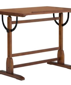 Studio Designs Vintage Drafting Table - Antique Design Solid Wood Drafting Table with Built-In Pencil Groove and Pencil Ledge - Angle Adjustable Work Surface Rustic Oak 42" 46 71QCAASv52L