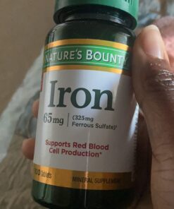 Nature's Bounty Iron 65mg, 325 mg Ferrous Sulfate, Cellular Energy Support, Promotes Normal Red Blood Cell Production, 100 Tablets 25 71QCNUfDkrL
