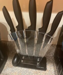 Home Hero 7 Pcs Kitchen Knife Set, Chef Knife Set & Steak Knives - Professional Design Collection - Razor-Sharp High Carbon Stainless Steel Knives with Ergonomic Handles (7 Pcs - Black) 7 Pcs - Black 36 71QDqlCvN9L