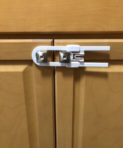 Adoric Sliding Cabinet Locks, 4-Pack U Shaped Baby Safety Locks, Childproof Cabinet Latch for Kitchen Bathroom Storage Doors, Knobs and Handles (White) 4 Count (Pack of 1) 36 71QFB9iTU9L
