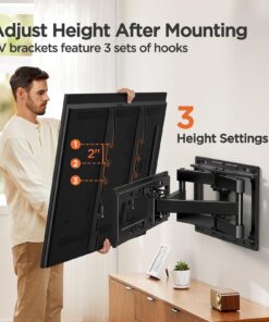 Perlegear Full Motion TV Wall Mount for 26-65 inch TVs, TV Bracket Supports Swivel Articulating Level Extension Tilt Arms, Max VESA 400x400mm up to 99lbs, 16" Wood Studs, PGMFK4 25 71QG8hlIg0L