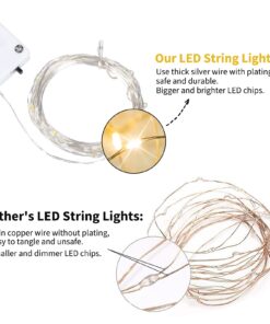 6 Pack Fairy Lights Battery Operated - 7ft 20 LED Waterproof Mini Silver Wire String Lights for Wedding Mason Jars Crafts Shelves Walls Christmas Garlands Party, Warm White 6 Pack 34 71QGXfR7evS