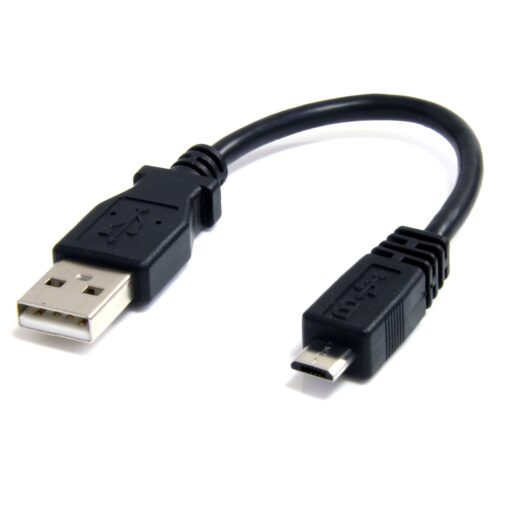 StarTech.com 6in Micro USB Cable - A to Micro B - USB to Micro B - USB 2.0 A Male to USB 2.0 Micro-B Male - 6-inches - Black (UUSBHAUB6IN) 1 Count (Pack of 1) Straight