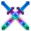 Fun Central 2 Pack - LED Light Up Pixel 8-Bit Toy Sword for Kids - Blue 77 71QGoMHdirL