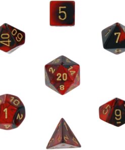 Alternative view of Chessex Manufacturing Polyhedral 7-Die Gemini Dice Set: Black & Red with Gold (d4, d6, d8, d10, d12, d20 & d00) CHX-26433