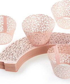 A&S Creavention Vine Cupcake Holders Filigree Vine Designed Decor Wrapper Wraps Cupcake Muffin Paper Holders - 50pcs (Pink) 1 Pink 23 71QIMY8Go9L 2