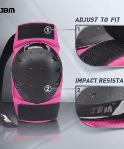JBM Adult & Kids Knee Pads Elbow Pads Wrist Guards 3 in 1 Protective Gear Set for Skateboarding, Skating, Inline Skating, Roller Skating, Scooter, Biking and Multi-Sports Large (12+ years) Pink 18 71QISE4pbsL 2