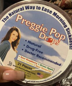 Preggie Pop Drops - 21 Drops - Morning Sickness Relief during pregnancy - Safe for pregnant Mom & Baby - Gluten Free - Four Flavors: Lemon, Raspberry, Green Apple, Tangerine Lemon, Raspberry, Green Apple, Sour Tangerine 21 Count (Pack of 1) 29 71QIs7kXeNL 2