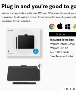 Wacom Intuos Small Graphics Drawing Tablet, includes Training & Software; 4 Customizable ExpressKeys Compatible With Chromebook Mac Android & Windows, photo/video editing, design & education,Black Black 34 71QIuHuNhL