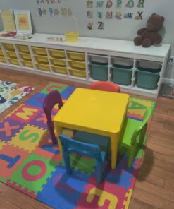 Humble Crew Kids Plastic 4 Set, Yellow Table/Vibrant Chairs 40 71QJ3OtQNML