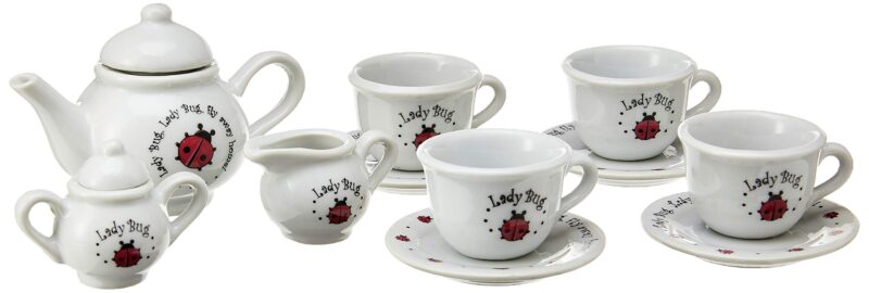 Schylling Ladybug Porcelain Tea Set , White - Swiftsly