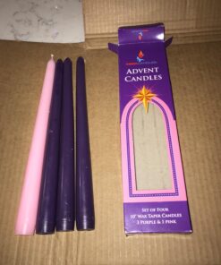 Mega Candles 4 pcs Unscented Christmas Advent Taper Candle, Hand Poured Wax Candles 10 Inch x 7/8 Inch, Holidays, Church, Devotional, Celebration, Party & More 29 71QLNtG5rL