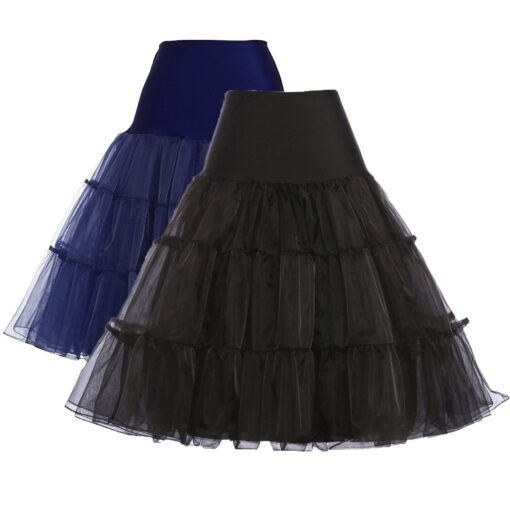 GRACE KARIN Women's 50s Petticoat Skirts Tutu Crinoline Slips Underskirts CL008922 Large 2-pack（black+navy）