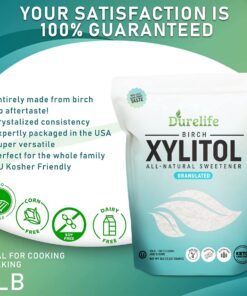 DureLife XYLITOL Sugar Substitute 1 LB (16 OZ) Made From 100% Pure Birch Xylitol NON GMO - Gluten Free - Kosher,Natural sugar alternative, 1 Pound (Pack of 1) 19 71QPFRZTw6L