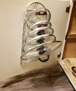 Organize It All Wall Cabinet Door Mounted Pot Lid Rack | Metal Wire | Dimensions 10.63" x 4.00" x 16.63" | Kitchen Storage | Sliver Chrome 38 71QPT3kQ5 L