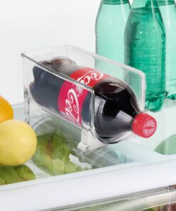 mDesign Plastic Free-Standing Wine Set Rack Storage Organizer for Kitchen Countertops, Pantry Cabinet, Fridge Organization - Holds Water Bottle and Alcohol Bottles - 2 Pack - Clear 2 bottle 27 71QRQumEEOL