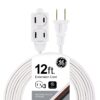 GE 3-Outlet Extension Cord with Multiple Outlets 12 Ft Extension Cord Power Strip 2 Prong 16 Gauge Twist-to-Close Safety Outlet Covers Outdoor Extension Cord Outlet Extender UL Listed White 51954 1 Pack 19 71QRUYAND3L