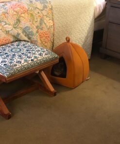 Cat House - Indoor Cat Bed with Removable Foam Cushion - Pet Tent for Kittens, Rabbits, Guinea Pigs, and Other Small Animals by PETMAKER (Brown) Light Brown 40 71QT00joODL